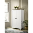 thumbnail image 5 of Lilola Home White Storage Cabinet with Oak Accent Finish and Framed Slatted Panel Design, 5 of 7