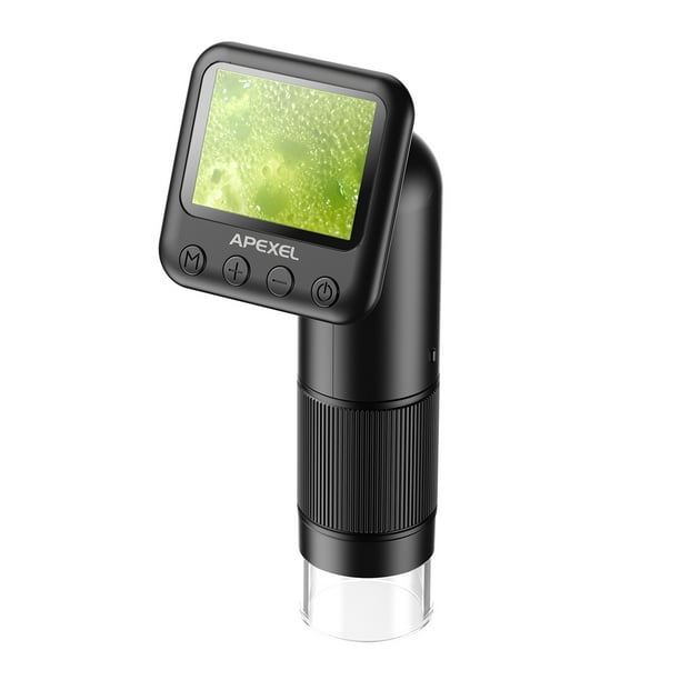 APEXEL APL-MS008 Microscope Numérique Portable à Grandissement 12X-24X Microscope Portable pour Écran LCD de 2,0 Pouces 2MP Photo 720P Vidéo Intégrée avec Loupe Électronique Noir