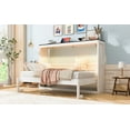 thumbnail image 6 of Lisonu Twin Size Murphy Bed with Desk and LED Light, Space-Saving Wall Bed Cabinet for Home Office or Guest Room, White & Brown, 6 of 22