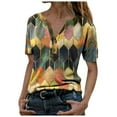 thumbnail image 1 of T-Shirt à Manches Courtes Imprimé Été V-Col Tops pour Femmes, 1 of 3