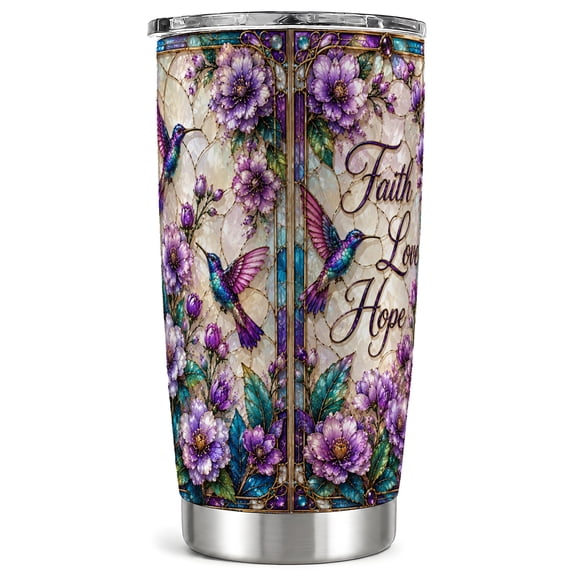Hummingbird Tumbler 20oz, Floral Tumbler, Stainless Steel Travel Cup