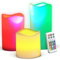 3Pcs Flameless Candles with Remote, Battery Powered LED Pillars Candles with Timer Function - 12 Preset Multi Colors