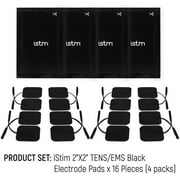 iStim Super Soft 2"x2" TENS Unit Electrodes for TENS Massage EMS unit/muscle stimulator - 100% JAPANESE GEL - 16 pieces reusable Electrode Pads (2"x2"- 16 pieces - BLACK)