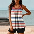 thumbnail image 6 of Henpk Summer Dresses for Women Striped T Shirt Dress Casual Midi Dress Short Sleeve Sundress with Pockets Conservative Stripe Print Strappy Back Set Two Piece Swimsuits Swimdress Multi-color XXL, 6 of 7