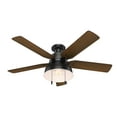 thumbnail image 5 of Hunter 52 inch Outdoor or Indoor Ceiling Fan with LED Light - Rustic Ceiling Fan with Pull Chain, For Bedroom, Living Room, or Patio, Low Profile Mount, No Remote - Mill Valley 59310, Matte Black, 5 of 15