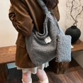 thumbnail image 4 of Womens Shoulder Bags Ladies' Fur Clasp Solid Color Crossbody Single-Shoulder Casual Bag Fashionable and Simple Large-Capacity Handbag Gray, 4 of 4