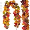 thumbnail image 1 of 2 Pack Fall Leaves Garland Fall Decorations for Home Artificial Maple Leaf Garland Autumn Decor Hanging Vines for Fireplace Mantle Table Front Door Thanksgiving, 1 of 6