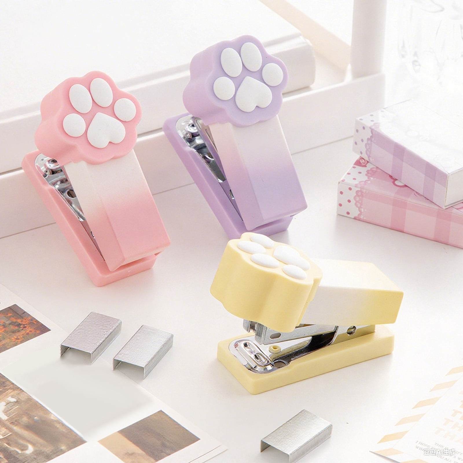 Sentmoon Small Stapler Stapler Small Mini Claw Desktop Stapler Including 400 Standard Staples Small Cute Desktop Stapler Capacity 15 Sheets Gradient Stapler Suitable for Adults Or Office Use