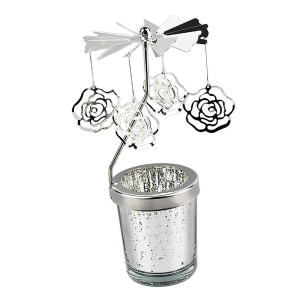 Portavelas giratorio de metal Portavelas de luz de té para decoración de adorno de escritorio flores