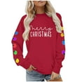 thumbnail image 4 of Lorytime Christmas Womens Crewneck Sweatshirt Fall Letters Print Fleece Shirt Long Sleeve Pullover Tops for Holiday, 4 of 9