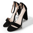 thumbnail image 5 of J. Adams Shirley High Silver Comfortable Heels for Women | Open Toe Ankle Strap Block Sandal, 5 of 6