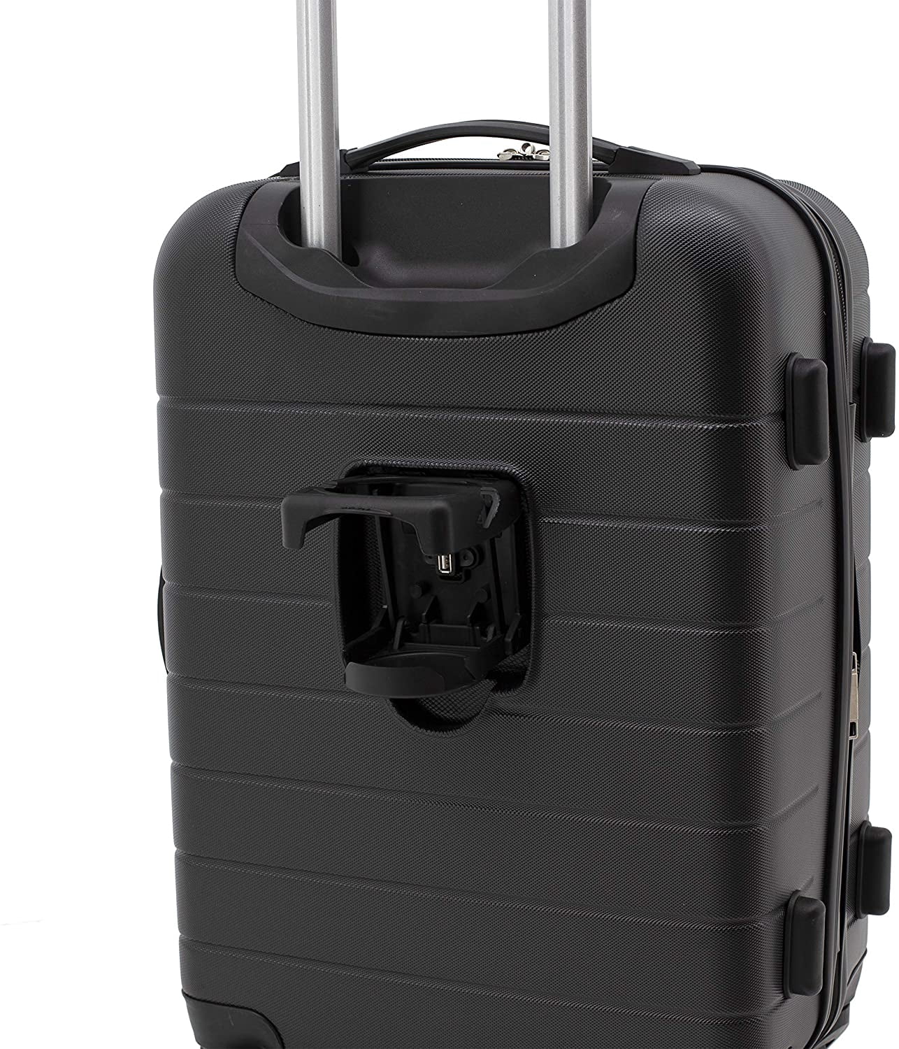 Wrangler Smart Luggage Set with Cup Holder and USB Port, Black, 20-Inch Carry-On