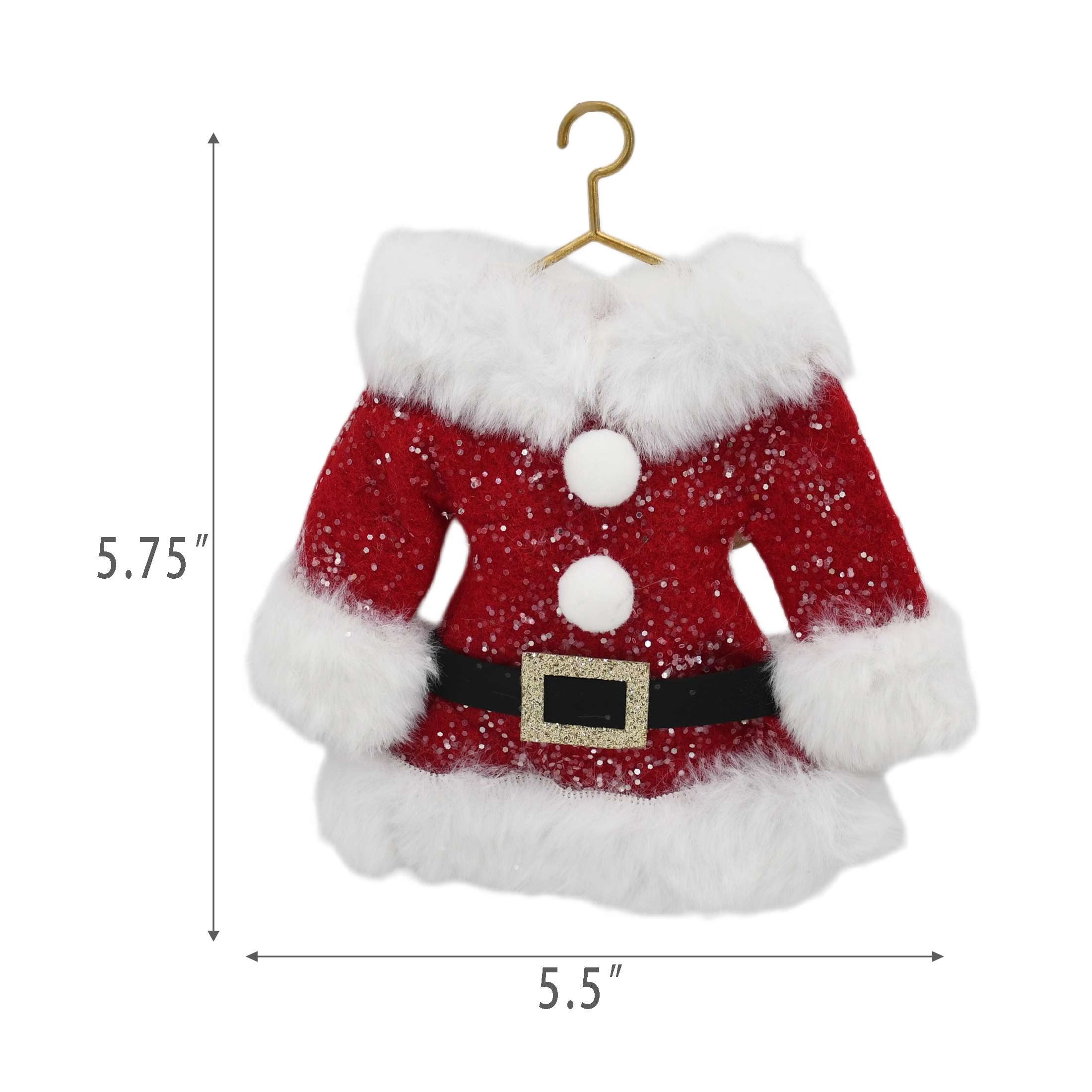 Red and White Fabric Mrs. Claus Suit Christmas Ornament, 6.5", by Holiday Time