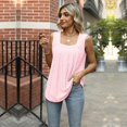 thumbnail image 4 of Playeras,Blusas y Tops,Ropa para Mujer Las mujeres camisetas sin mangas Verano doblado hueco cuello cuadrado sin mangas cola de golondrina chaleco camiseta mujer (C, S), 4 of 7