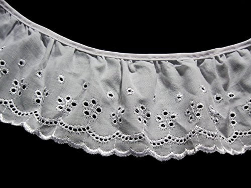 white gathered lace trim