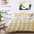 thumbnail image 5 of Pastoral Style Duvet Cover Set Full Size Yellow Lattice Soft Lightweight Comforter Covers 4 Piece Bedding Set with 1 Duvet Cover 1 Bed Sheet & 2 Pillow Shams, 5 of 8