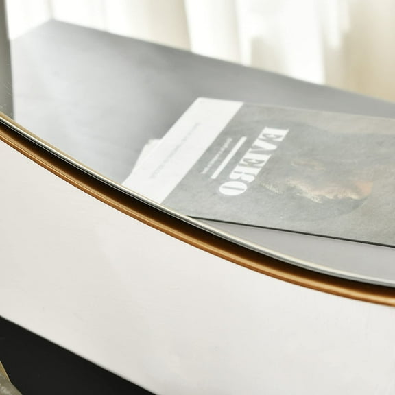 Modern Brass Framed Asymmetrical Wall Mirror 20x25 for Living Room Bathroom Bedroom Entryway