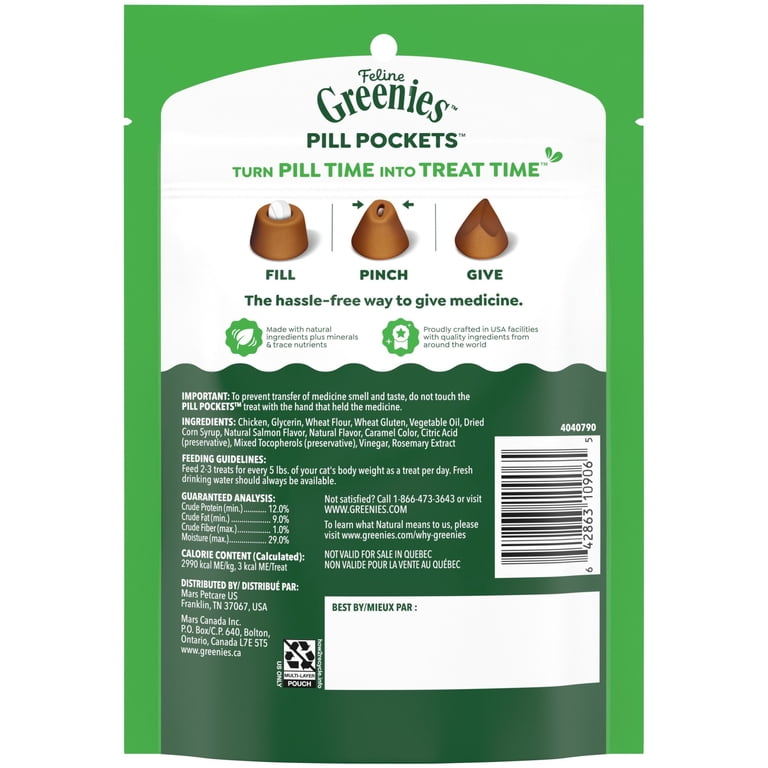 Greenies Feline Salmon Flavor Pill Pockets For Cats, 85 Count photo 2