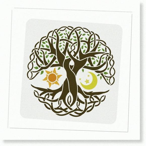 Celtic Tree of Life Art Painting Template - 11.8x11.8 inch Reusable Mylar for DIY Projects - Irish Welsh Knotwork Design for Wood Wall, T-Shirt, and Home Decor