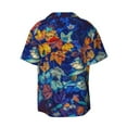 thumbnail image 6 of Lsque Colorful Fall Leaves print Men's Cuban Collar Short Sleeve Shirt Summer Beachwear Casual Button Down Fashionable Vacation Leisure Shirt-4X-Large, 6 of 7