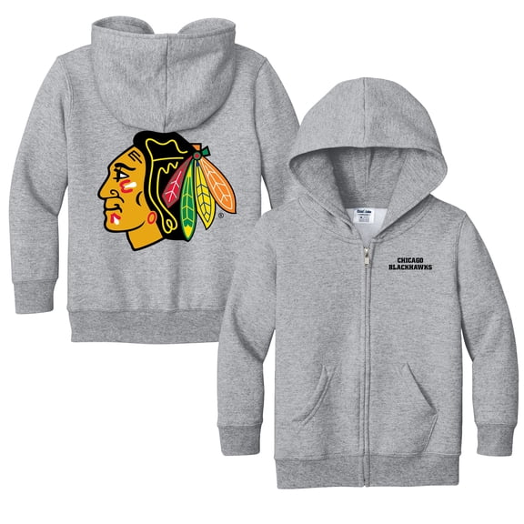 Toddler Chad & Jake Heather Gray Chicago Blackhawks Logo Full-Zip Hoodie Jacket