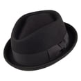 thumbnail image 1 of Sombrero de pastel de cerdo para hombres/mujeres, sombrero de copa plana de ala corta, gorra Derby de iglesia, sombrero Fedora de fieltro, negro, 1 of 5