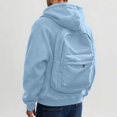 thumbnail image 3 of Men's Full Zip Hoodie with Built-in Backpack Pocket, Raglan Sleeve Utility Sweatshirt for Commute & Streetwear, 3 of 4
