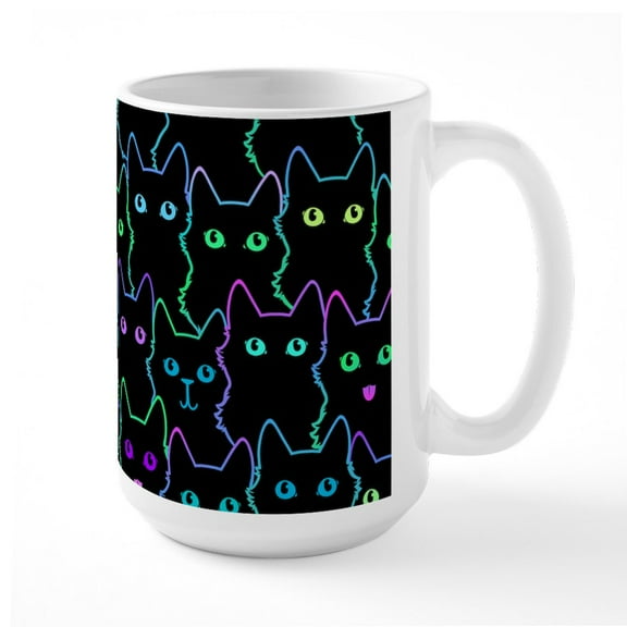 CafePress - Spooky Cat Pattern - 15 oz Ceramic Large White Novelty Mug