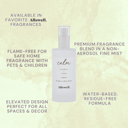Allswell Calm (Coconut + Citrus + Amber) Scented Room & Linen Spray 3.4 Fl oz (100mL)