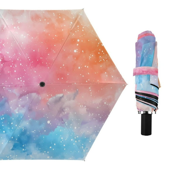 Fantasy Space Galaxy Compact Sun Umbrella Windproof Travel Umbrellas for Rain Strong Portable UV Protection