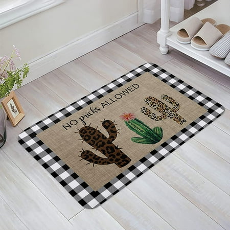 

Tropical Plants Sponge Doormat Indoor Bathroom Mat Absorb Water Non Slip Washable Mud Dirt Trapper Mats Rugs for Entranceinch Leopard Print Cactus Black White Plaid 20x32 Inch