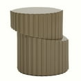 thumbnail image 2 of Benjara 21 Inch End Table, Center Sliced Art Design, Fluted Details, Taupe Gray, 2 of 5