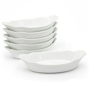 Kook Au Gratin Baking Dishes, Ceramic, White, 18 oz, Set of 6