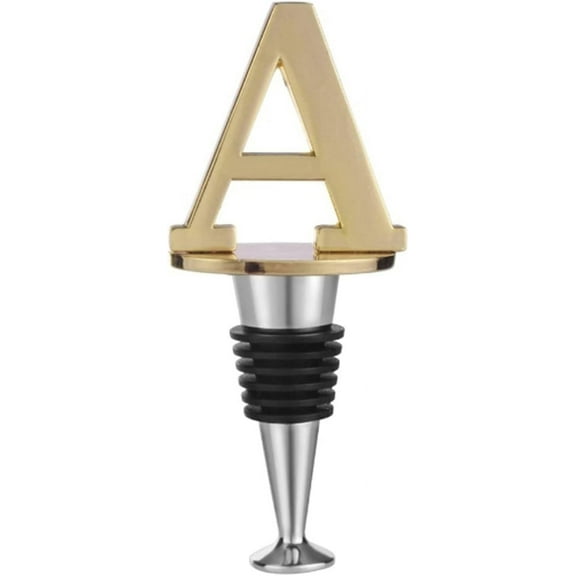 Wine and Beverage Bottle Stoppers with Golden A Reusable Made of Alloy and Silicone Saver Sealer Decorative Stoppers