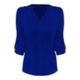 thumbnail image 3 of Ashirexll Ladies Tops and Blouses, Shirts for Women Trendy, Fashion Women's V-Neck 3/4 Sleeve Casual T-shirt Solid Color Fall Tops, 3 of 4