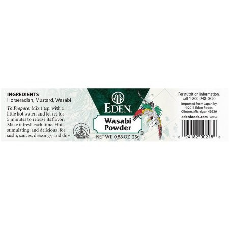 Eden Authentic Japanese Premium Wasabi Powder – 0.88 Oz Can – For Sushi, Dips & Marinades – Vegan & Dairy Free