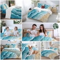 thumbnail image 6 of Abstract Waves Duvet Cover Set California King Size Spray Blue Ocean Seaside Watercolor Soft Lightweight Comforter Covers 4 Piece Bedding Set with 1 Duvet Cover 1 Bed Sheet & 2 Pillow Shams, 6 of 8