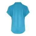 thumbnail image 5 of Kelon Womens Tops Short Sleeve Shirts V Neck Linen Cotton Summer Loose Fit Tops Trendy Dressy Casual Work Blouses, L, 5 of 6