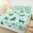 thumbnail image 3 of Manfei Green Xmas Tree Bed Sheets for Teen, Cartoon Reindeer Animal King Sheets, Merry Christmas Sheet Set, Breathable Home Decor, 4pcs, 3 of 7