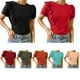 thumbnail image 4 of Guardurnaity Camiseta de mujer con volantes de Color sólido Casual suelta Linda blusa para niñas fiesta escolar verano Top elegante ropa de moda Prendas para la parte del cuerpo Rojo METRO Guardurnaity AP010896-08, 4 of 5