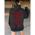 thumbnail image 2 of Women'S Casual Hoodie with "49er for Life" Print, Black Pullover with Pockets, Long Sleeve, Drawstring, Double-Sided Design, Fall/Winter Fashion, Casual Wear Hoodie | Relaxed Fit Hoodie | Drawstring, 2 of 4