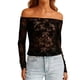 thumbnail image 1 of Mujeres Encaje Tops Cuello en V de Manga Corta Hueca Capa de Base Delgada para el Desplazamiento Y las Fechas, Encaje Su Cara, 1 of 7