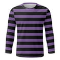 thumbnail image 4 of Men T Shirts Color Blocked Striped Casual Trend Crew Neck Long Sleeve Tees Stretchy Fall Warm Basic Men Shirts Purple S, 4 of 4