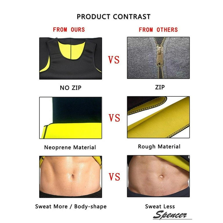 Spencer Neoprene Mens Sweat Sauna Suit Body Shaper Tummy Fat Burner Tank  Top Slimming Vest Weight Loss Shapewear Size L 