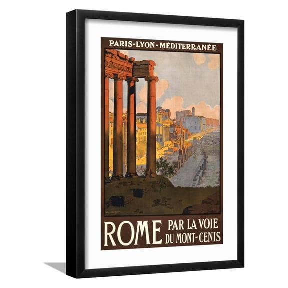 Art.com Travel Poster for Rome, Italy Art Print, Black Frame Wall Art, 17" x 23"