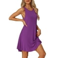 thumbnail image 4 of INSPIRE CHIC Women's Nightgown Sleeveless Tank Dress Casual Nightshirt with Pockets S Purple, 4 of 6