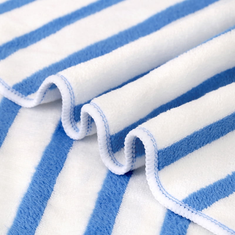 JML Large Stripe Bath Towel Set 4 Pack, 30"x60", Stripe Pink & Blue, 400GSM, Soft, Absorbent, Microfiber Towel Quick Drying, Lint-free, No Fading