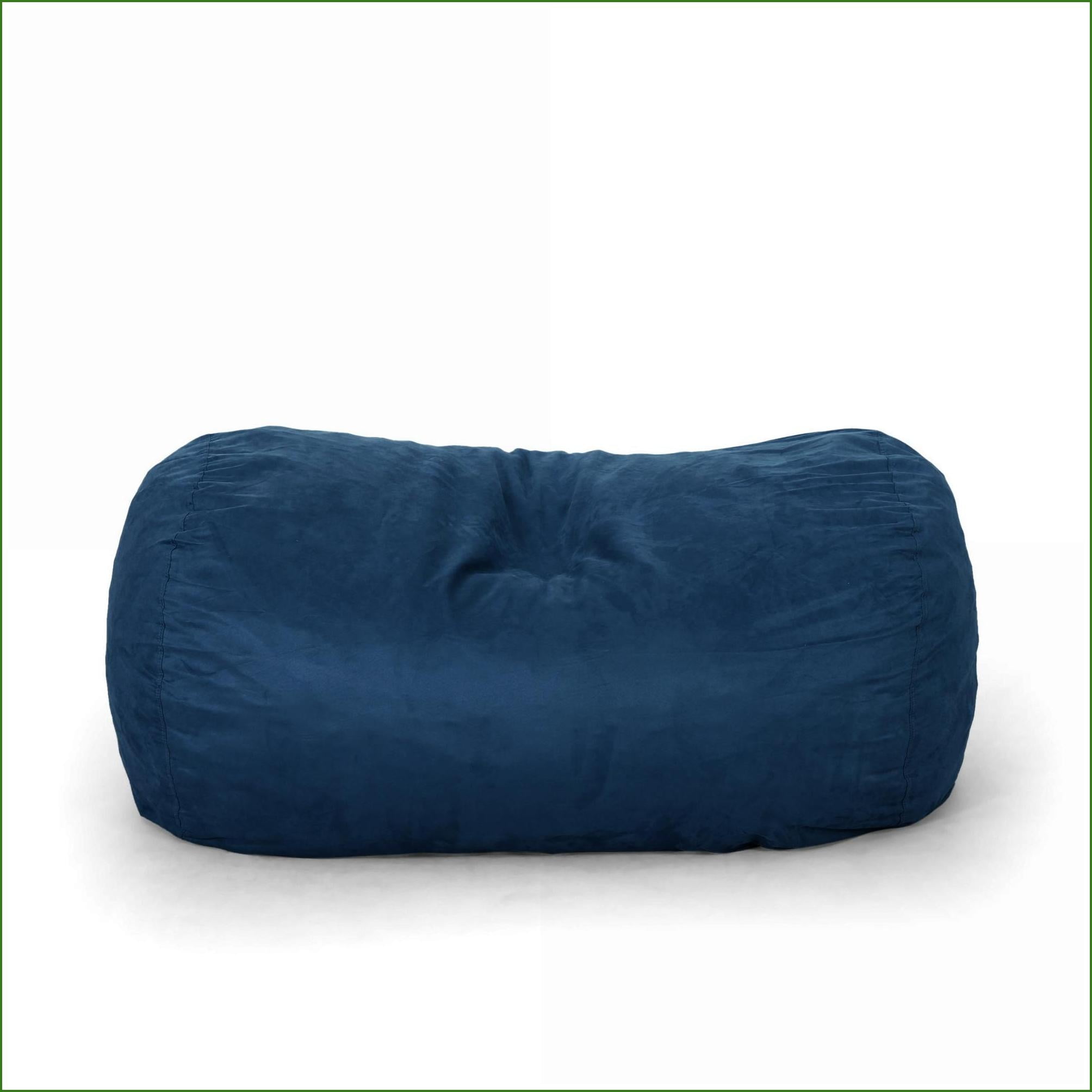 Marlin 6.5 Foot Suede Cylindrical Bean Bag Chair for Adults, Midnight Blue | Blue Solid | Curved