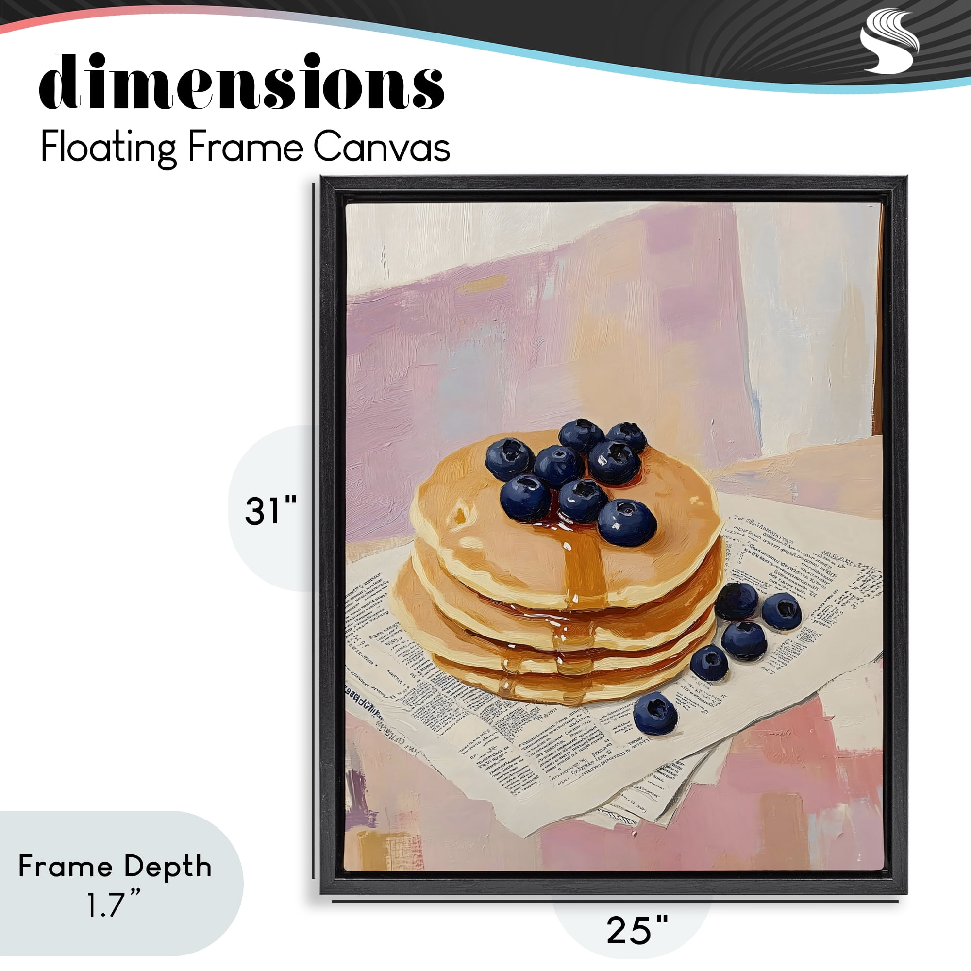Stupell Industries Blueberry Pancakes with Syrup Black Framed Floater Canvas Wall Art, design by The Prints Vibe