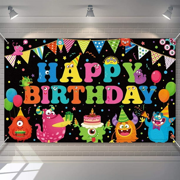 Joyeux anniversaire Toile de fond Bannière Fête d'anniversaire Fournitures  Décorations Grand noir et or Photographie Fond pour garçons Filles Hommes  Femmes Fête d'anniversaire